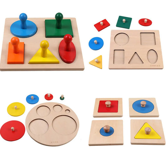 Jouets Puzzle en bois, formes géométriques,